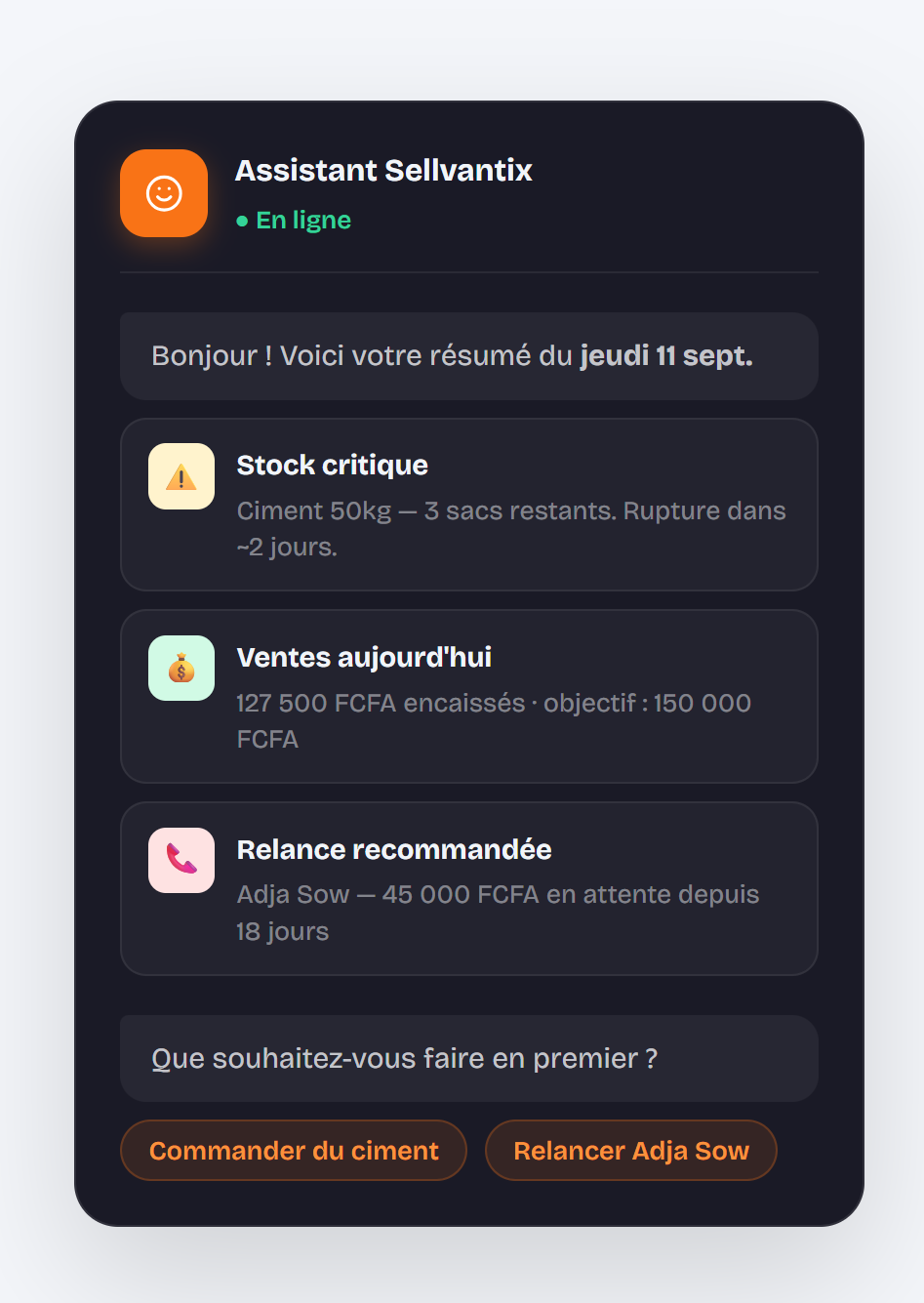 Assistant IA Sellvantix — aperçu